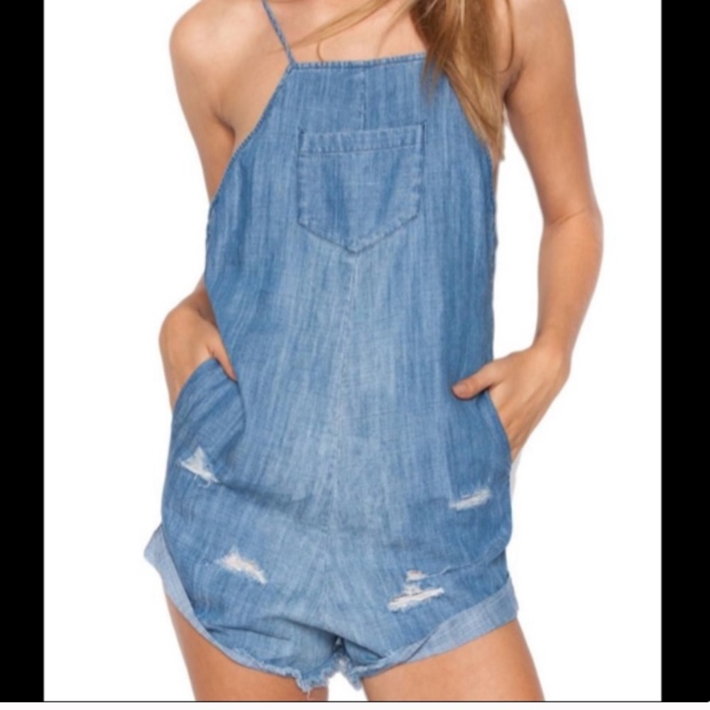 Beach riot Distressed denim Romper